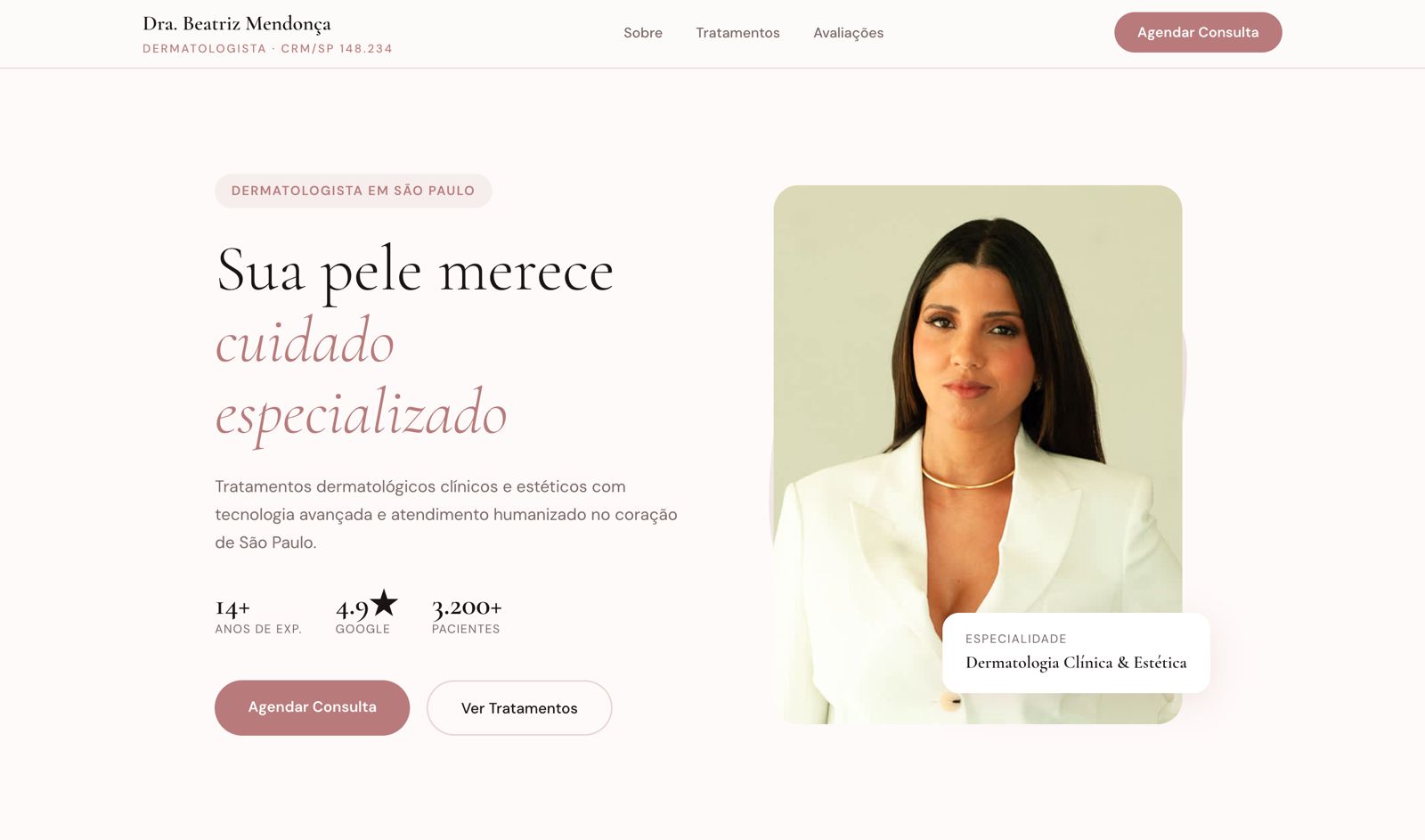 Preview desktop de site médico entregue