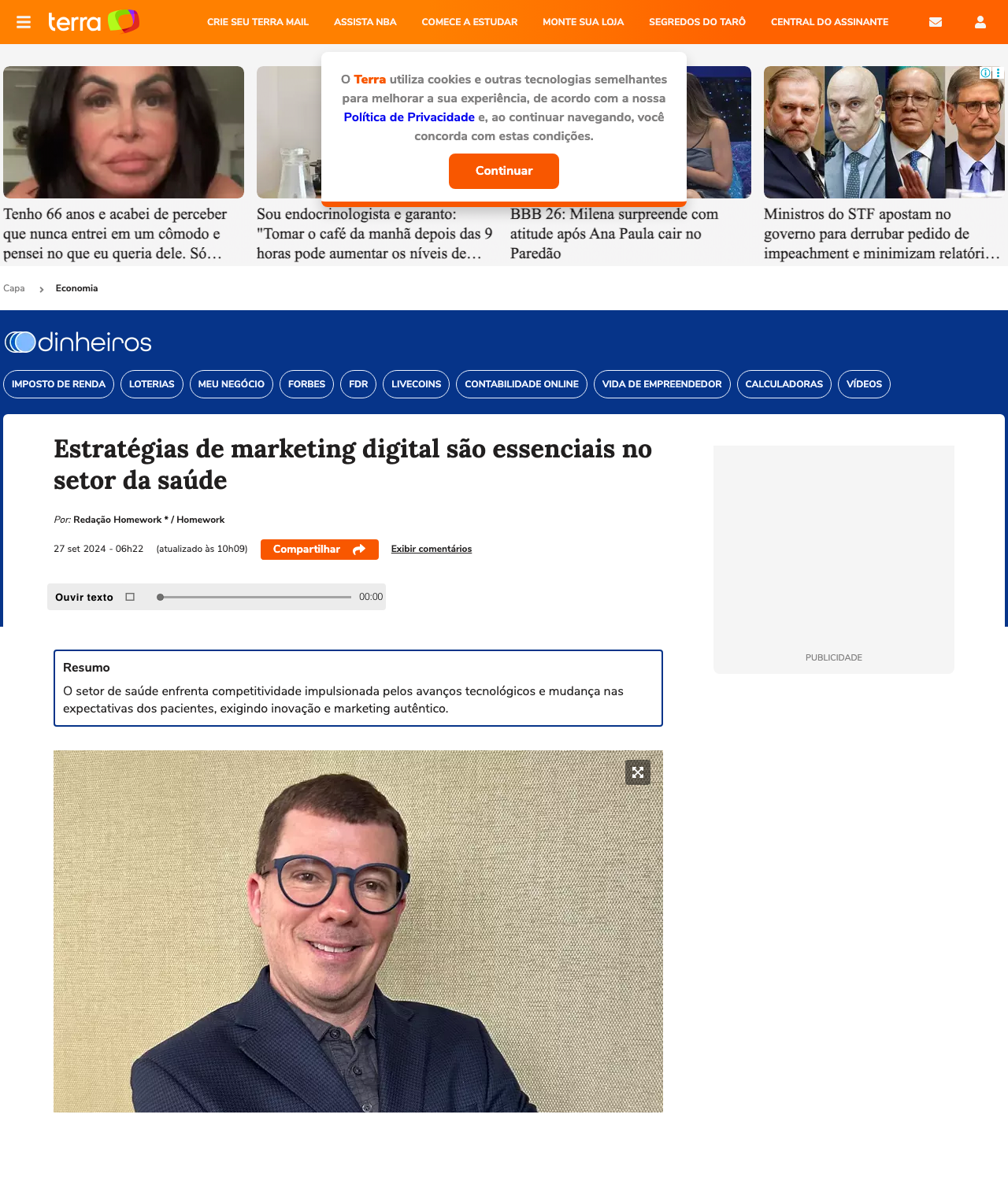 Print da matéria no Terra Economia