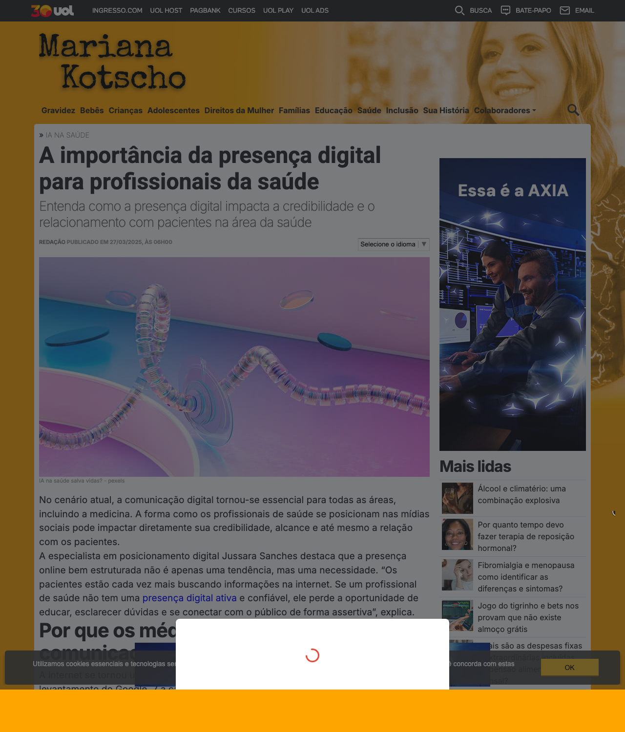 Print da matéria no portal Mariana Kotscho / UOL